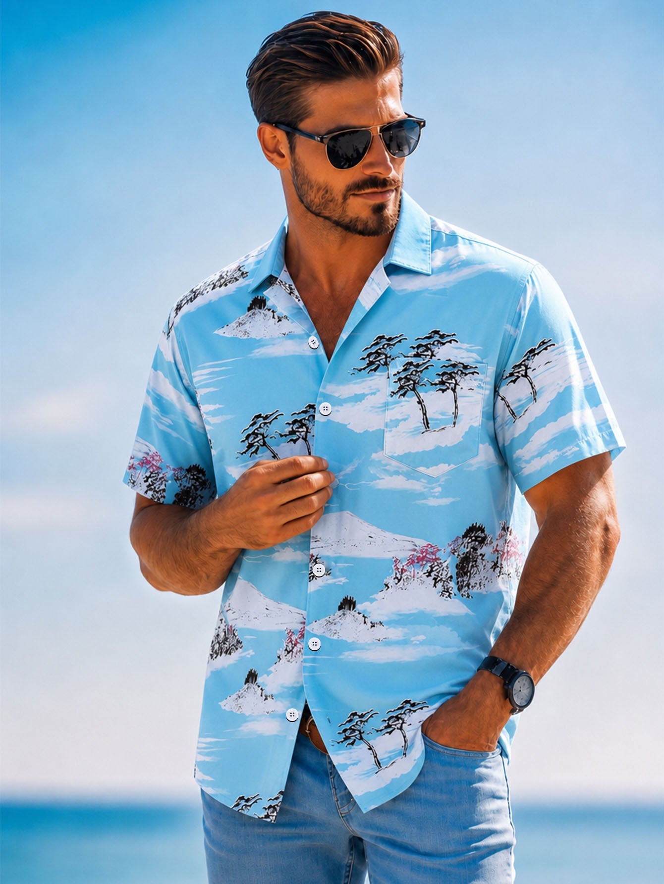 Men's Casual Hawaiian Shirt,Vibrant Prints Perfect For Holiday, Outdoor, And Parties