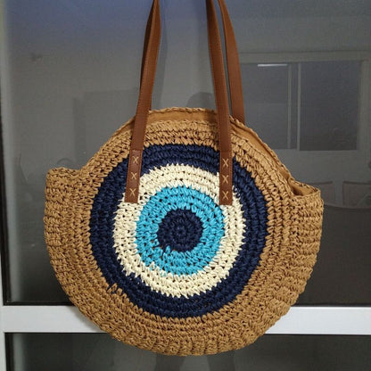 Round Straw Bag Fashionable Womens Shoulder