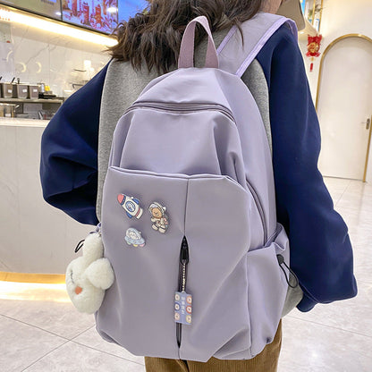 New Girls' Simple Solid Color Backpack