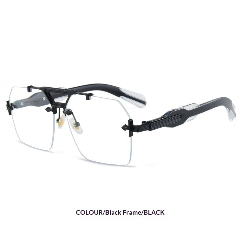 Retro Metal Double-bridge Rimless Sunglasses