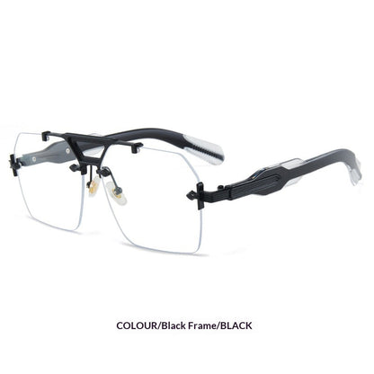 Retro Metal Double-bridge Rimless Sunglasses