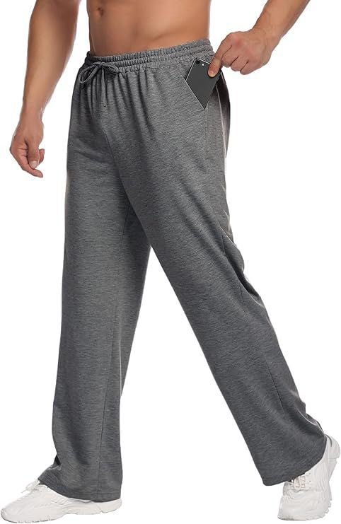 Mens Solid-Color Drawstring Straight-Leg Sweatpants