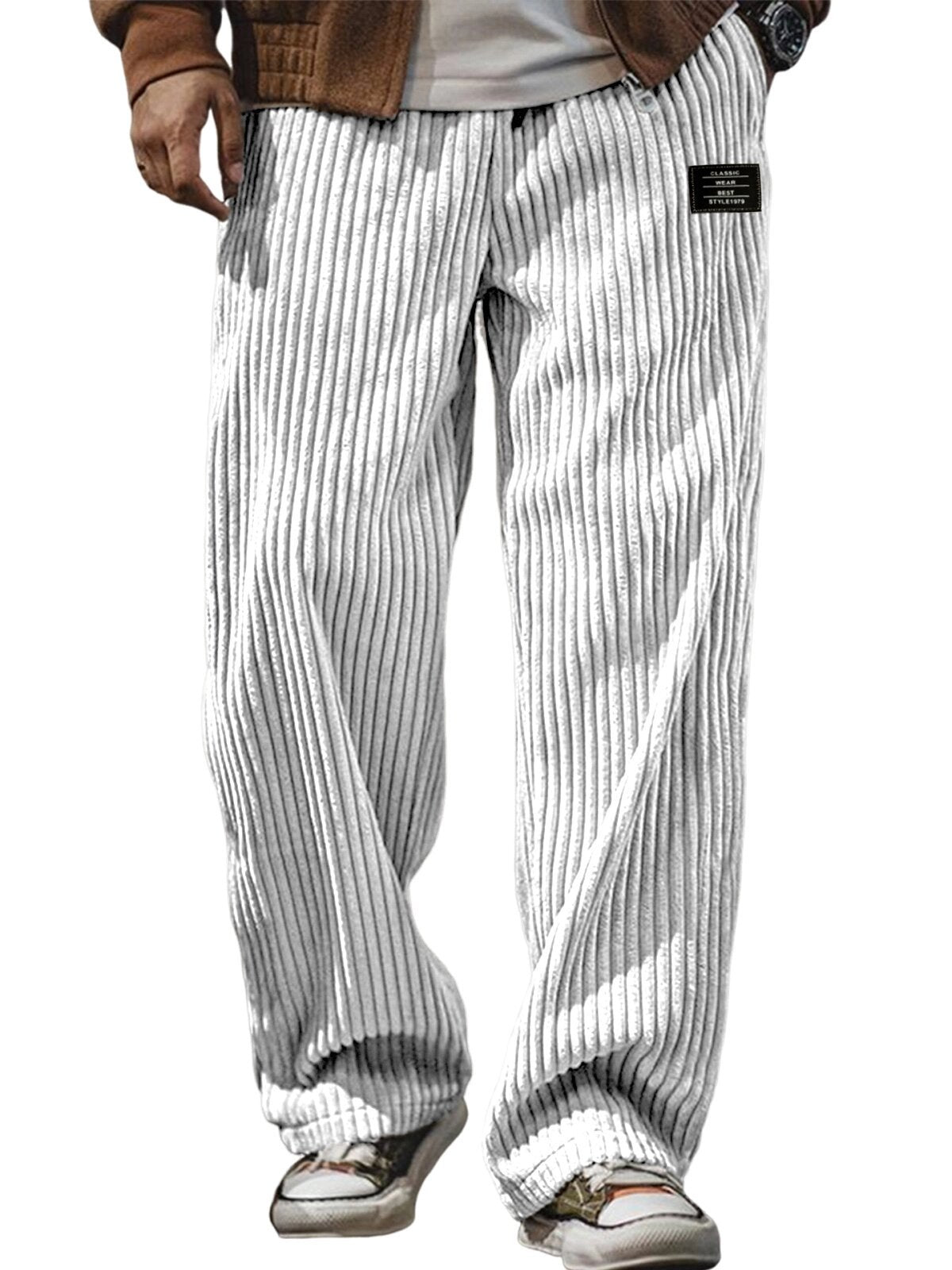 Pocket-embroidered Black-label Loose Straight-leg Casual Pants