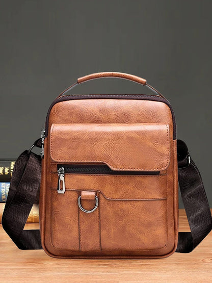 Cross-border Single-shoulder Crossbody Handbag, Fashionable Men's Soft Bag, Vertical Small Backpack, Multi-functional Retro Crossbody Single-shoulder Bag