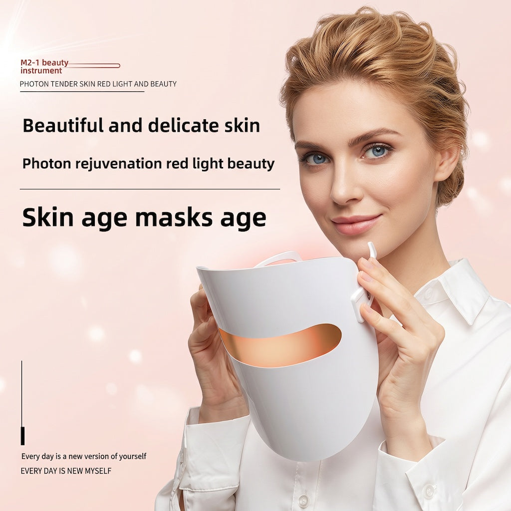 Rechargeable Beauty Mask, 7-Color Photon Skin Rejuvenation Facial Device, Red And Blue Light Face Mask