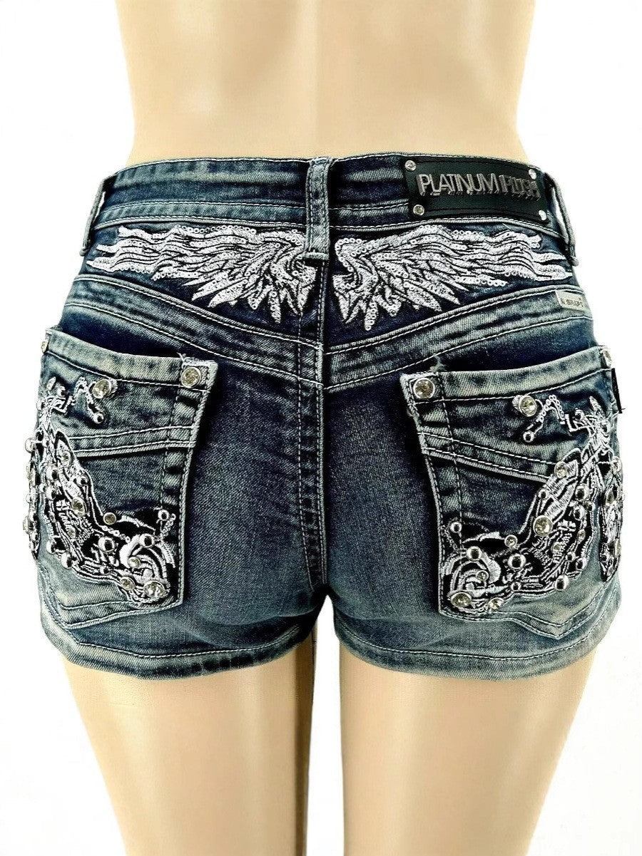 Retro Rhinestone-embellished Embroidered Wing Jeans