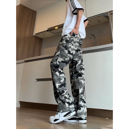 Camouflage Straight-leg Loose Wide-leg Pants