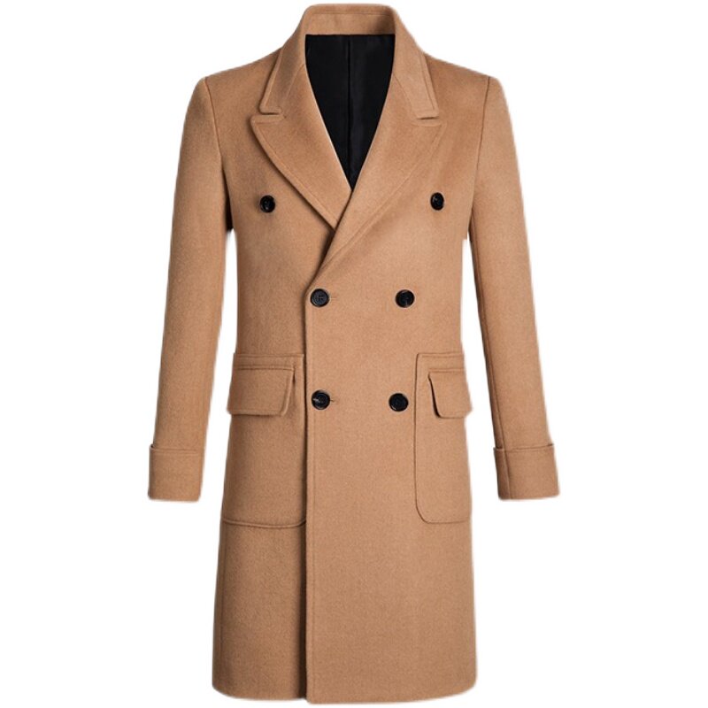 Men's Wool Double-breasted Trench Coat