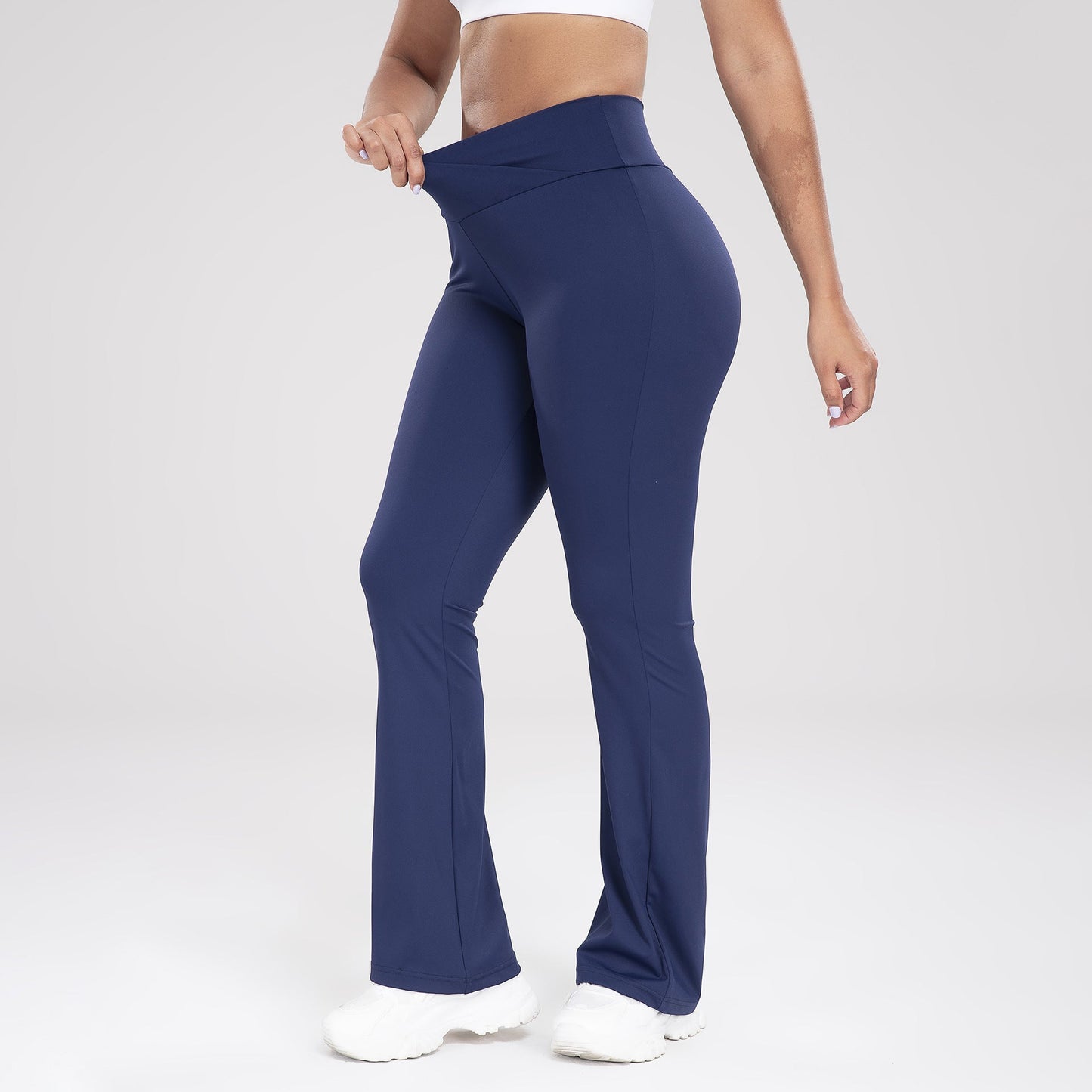 Women Crisscross Waist Flared Yoga Pants Slim Fit Outdoor Sports Casual Bell Bottom Active Trousers