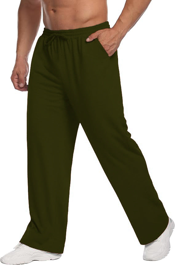 Mens Solid-Color Drawstring Straight-Leg Sweatpants