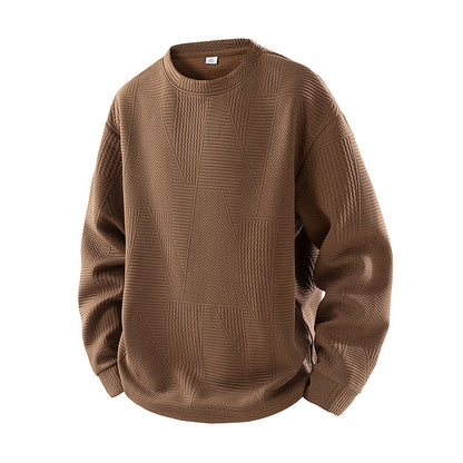 Mens Loose-Fit Casual Crew-Neck Pullover Bottoming Shirt