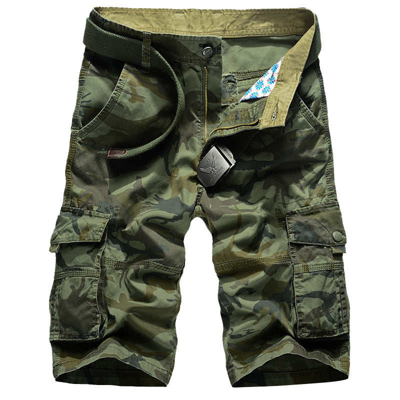 Men Summer Loose Fit Cotton Cargo Shorts Thin Fabric Multi Pocket Camo Bermuda & Capri Casual Pants