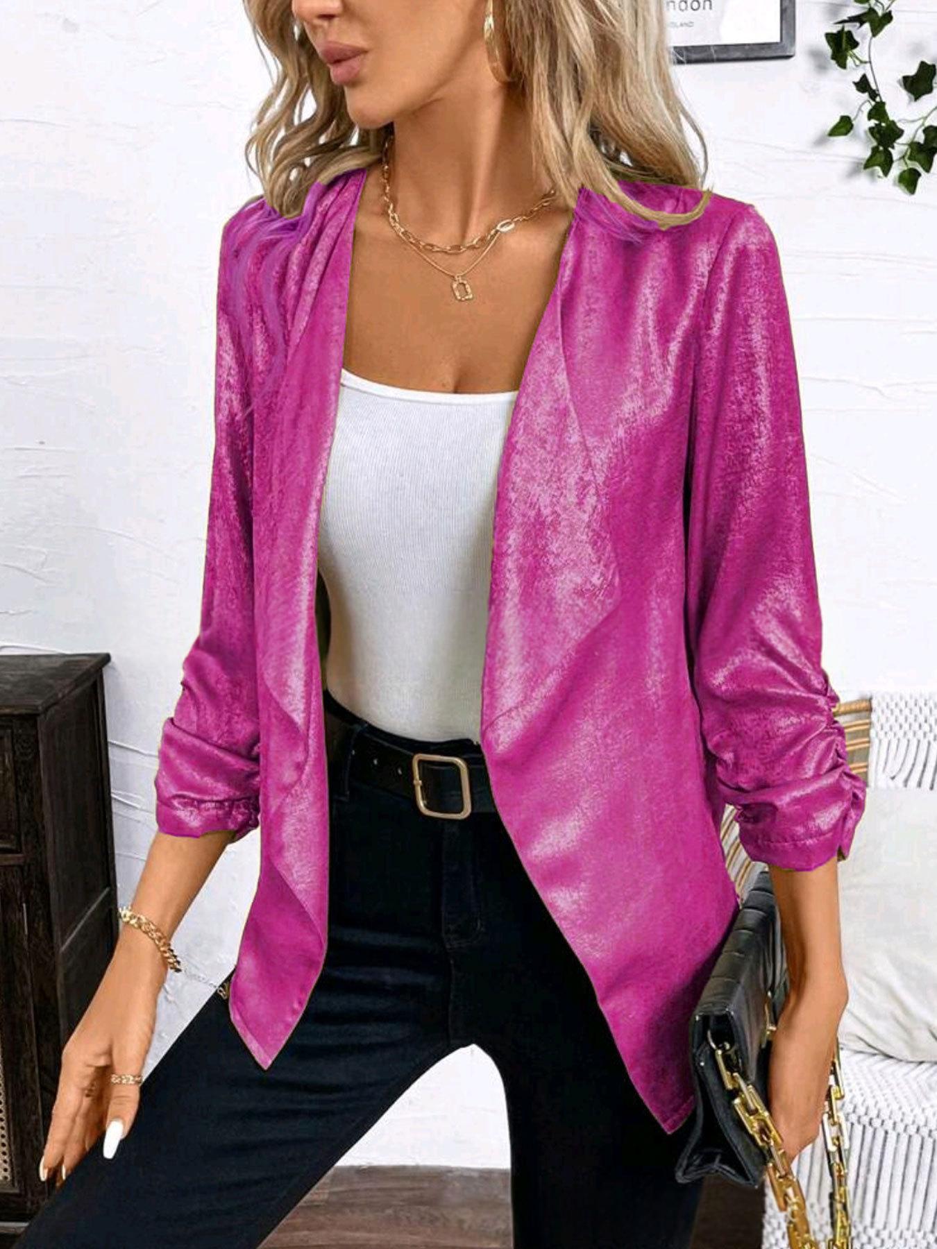 Fashionable Gold-foil-pressed Shimmering Petite Blazer Top