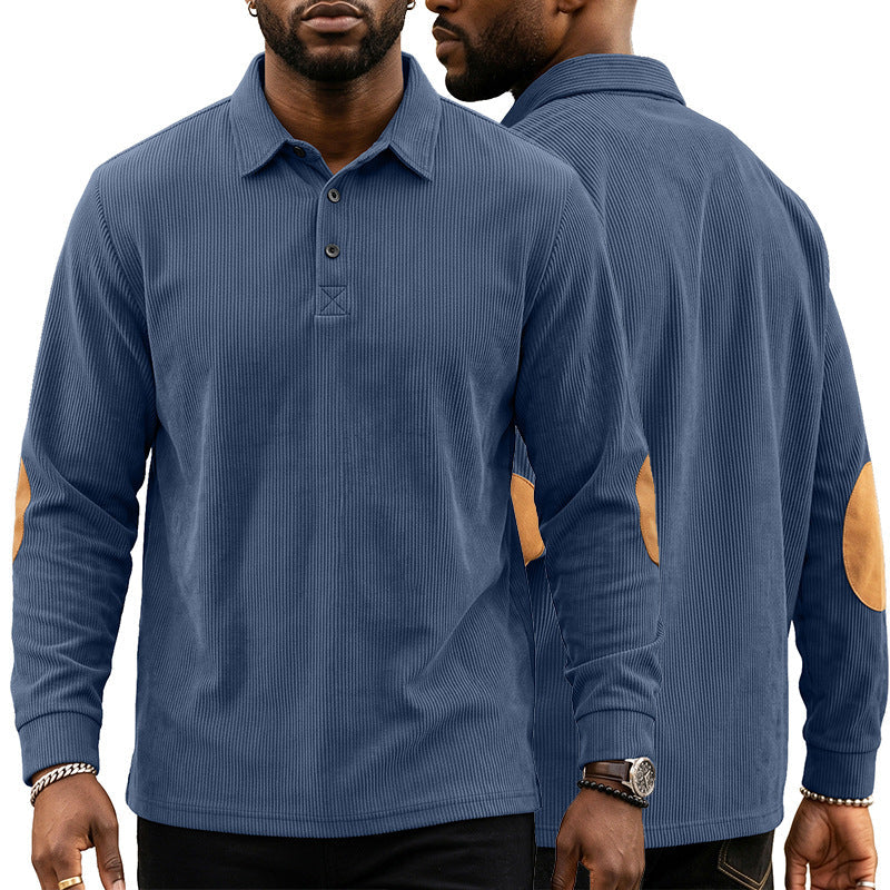 Mens Corduroy Sweatshirt With A Button-front Closure And Lapel
