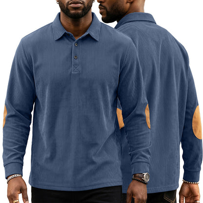 Mens Corduroy Sweatshirt With A Button-front Closure And Lapel