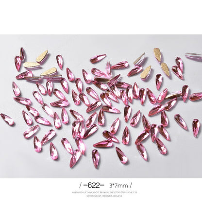 10Pcs Long Water Drop Rhinestone Nail Decor