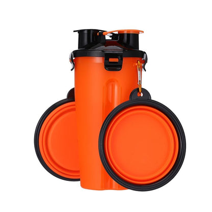 2-in-1 Pet Water Bottle Dispenser with Silicone Bowl
