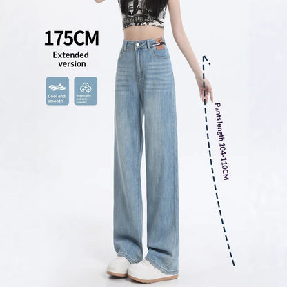 Summer Thin New High Waist Wide Leg Straight Pants In Light Color Tailored Fit For Taller Figures Made From Tencel