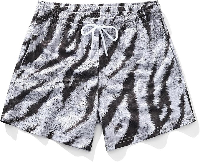 Casual Mens Wide-leg Printed Pinhole Shorts