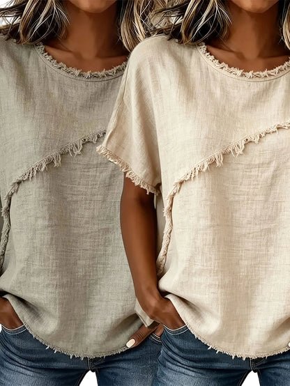 Women's Round-Neck Casual Loose Short-Sleeve Top