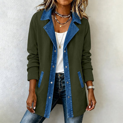 New Womens Long-sleeved Denim Patchwork Jacket