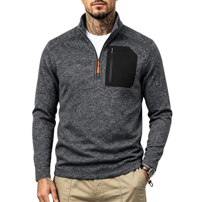 Fleece-lined Half-zip Casual Thermal Hoodie