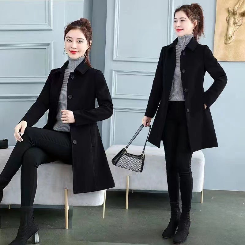 Womens Midi-length Plaid Trench Coat For Petite Figures
