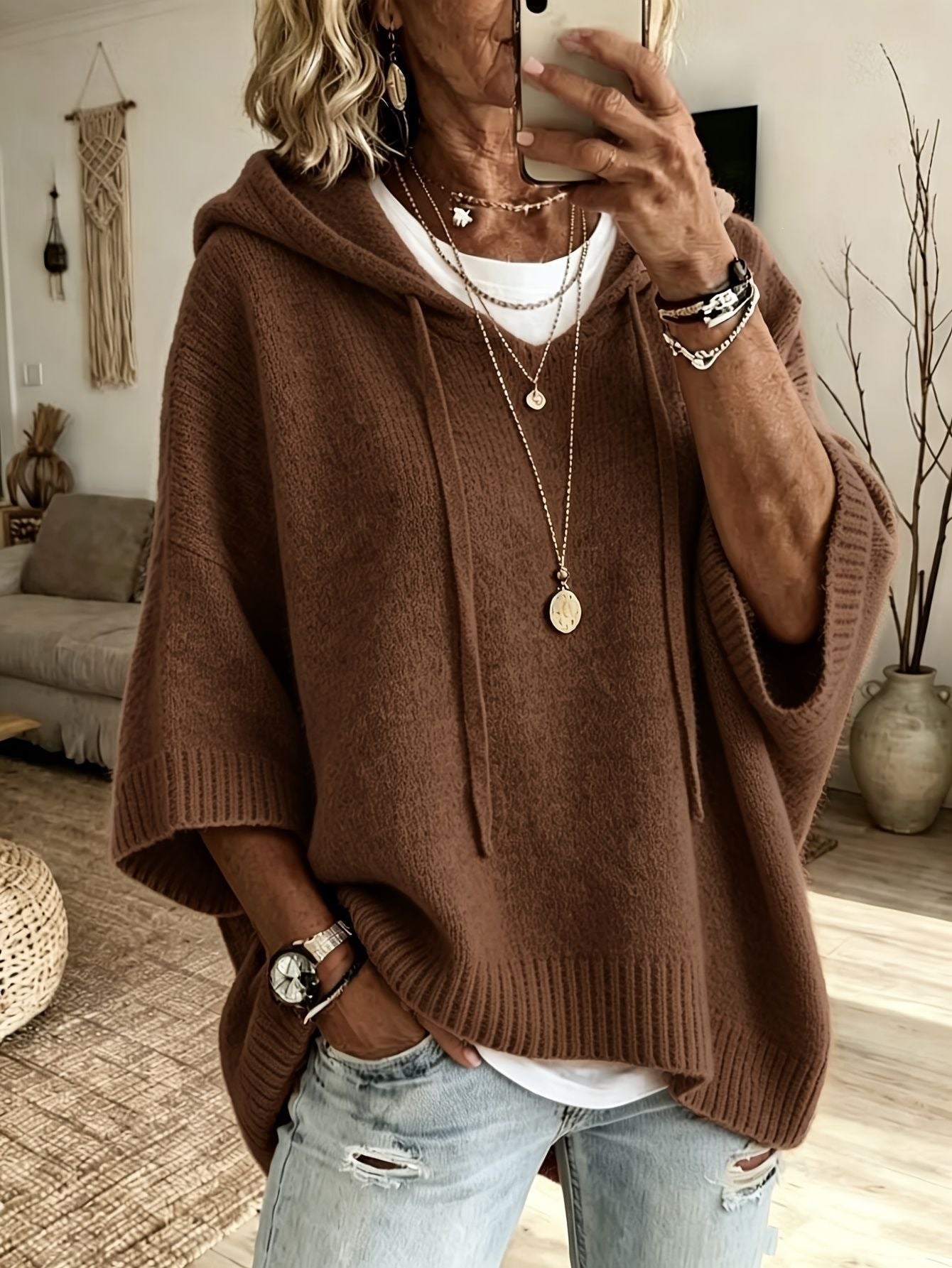 New Knitted Hooded Drawstring Sweater Sweatshirt Knit Outerwear For European And American Women For Amazon Independent Site 2026