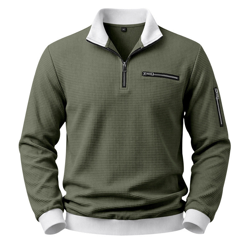 Mens Relaxed-fit Casual Stand-collar Hoodie