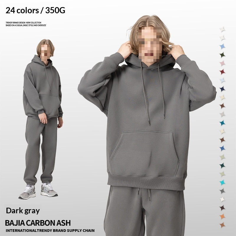 Solid-color Fleece-lined Hoodie For Teens Mens Style