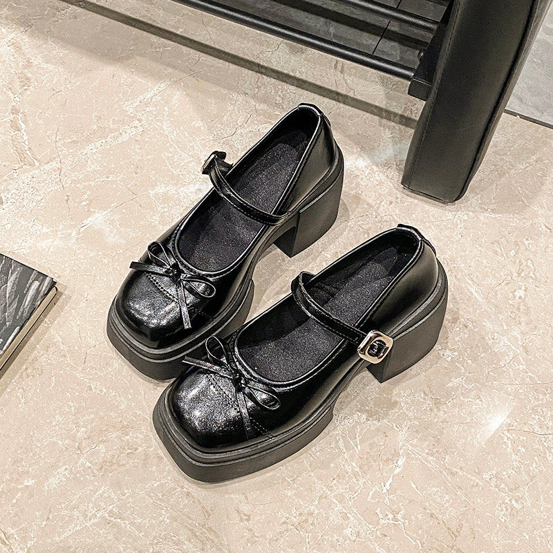 Women Vintage Bow Mary Jane Platform Pumps Matching Daily