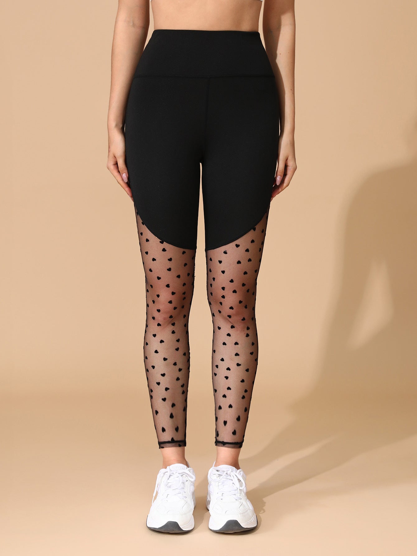 New Women's Black Mesh Patchwork Pocket Sports Pants High-Waisted Butt-Lifting Yoga Gym Outdoor Tight-Fitting