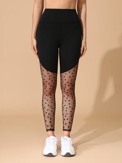 New Women's Black Mesh Patchwork Pocket Sports Pants High-Waisted Butt-Lifting Yoga Gym Outdoor Tight-Fitting