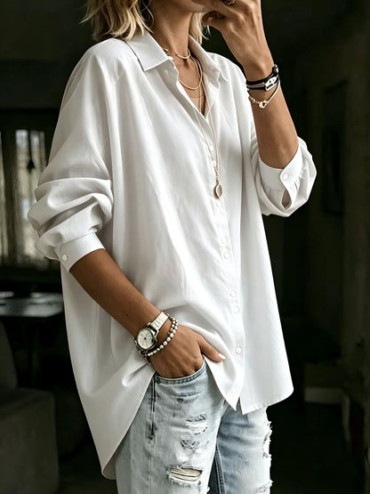 Casual Lapel Long-sleeve Shirt Fashionable Womens Wear