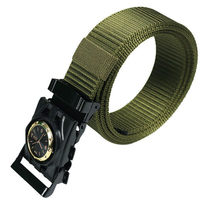 Men's Canvas Smooth Buckle Nylon Pant Belt