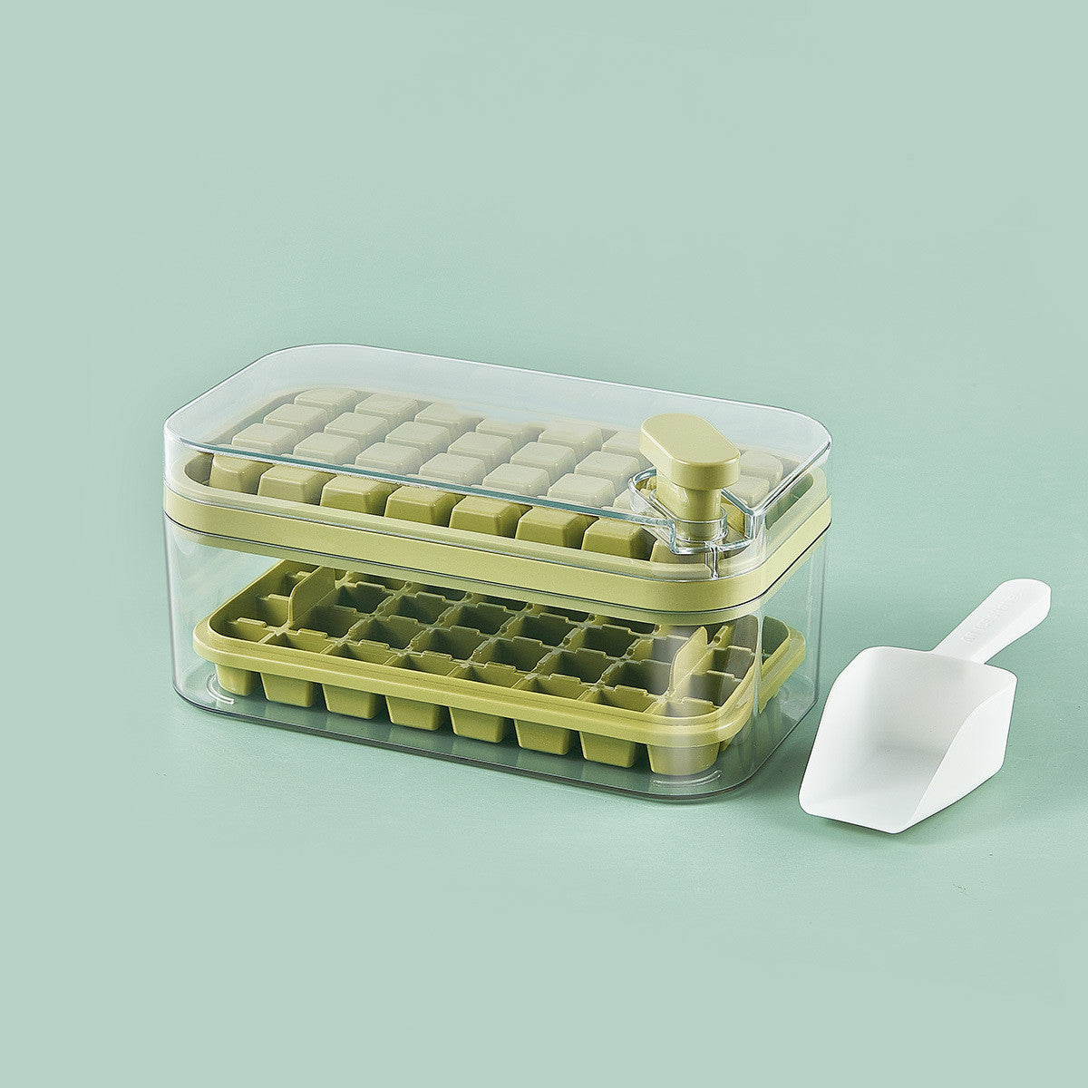 One-Button Ice Cube Mold with Storage Box