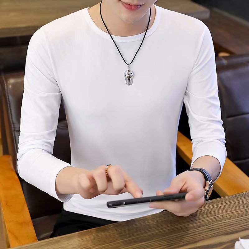 Autumn And Winter Military Fans Men's T-shirt Long Sleeve Slim Solid Color Crew Neck Pullover Original Men's Bottoming Shirt Manufacturers Wholesale
