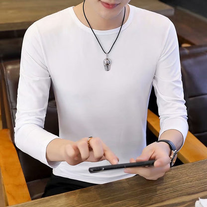 Autumn And Winter Military Fans Men's T-shirt Long Sleeve Slim Solid Color Crew Neck Pullover Original Men's Bottoming Shirt Manufacturers Wholesale