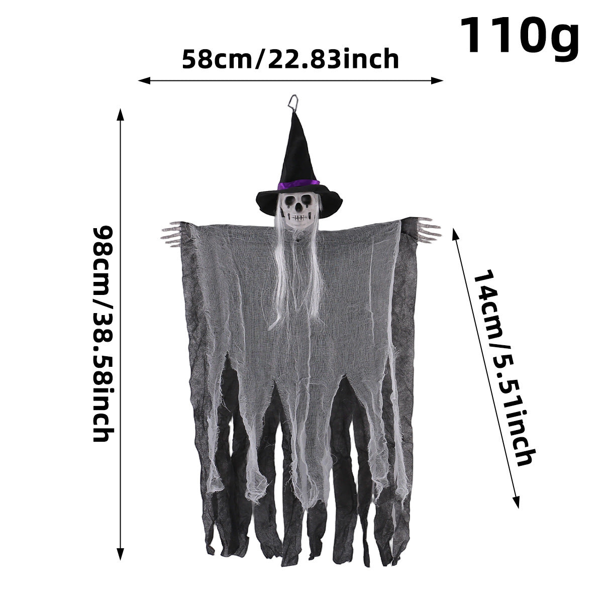 Halloween Skull Witch Hanging Ornament - Scary Holiday Party Home Decor Pendant