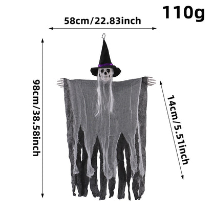 Halloween Skull Witch Hanging Ornament - Scary Holiday Party Home Decor Pendant