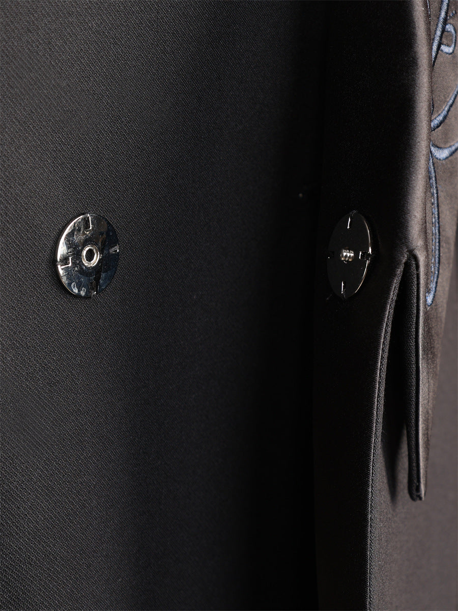 Luxury Satin Shawl Collar Floral Embroidered Tuxedo Suit