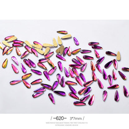 10Pcs Long Water Drop Rhinestone Nail Decor