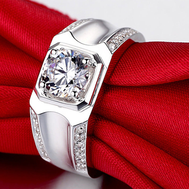 Couple Diamond Ring Silver Gold Plated