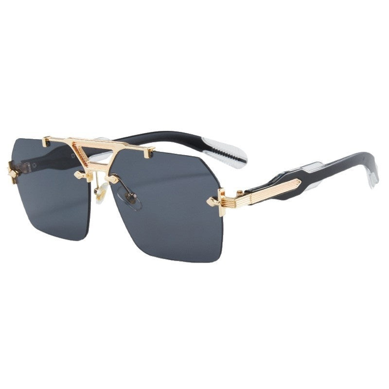 Retro Metal Double-bridge Rimless Sunglasses
