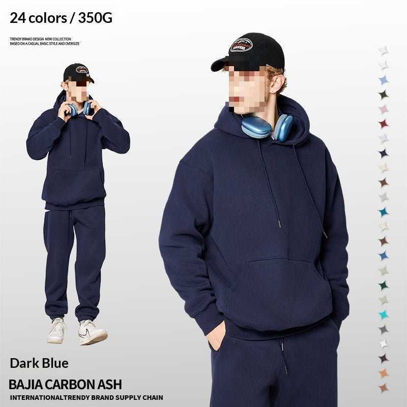 Solid-color Fleece-lined Hoodie For Teens Mens Style