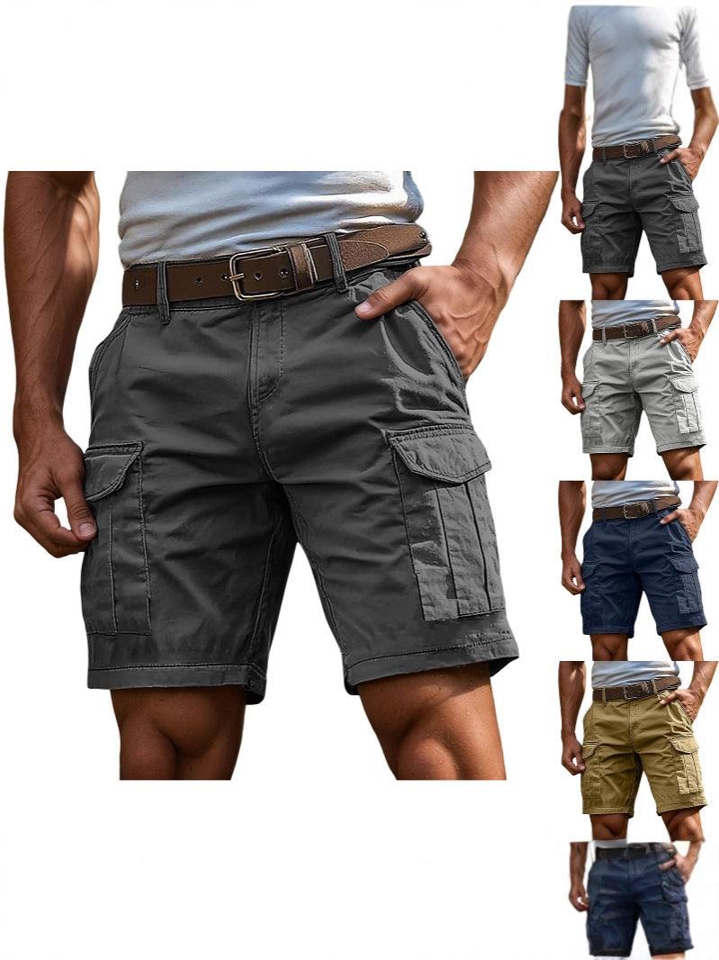 Cross-Border Export Men's Casual Cargo Shorts Multi-Pocket Summer Sports Cargo Shorts High-Waisted Shorts Knee-Length Shorts