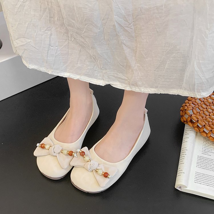 2026 New French Style Bow Leopard Print Flat Slip-On Pumps, Soft Sole Moccasins For Women