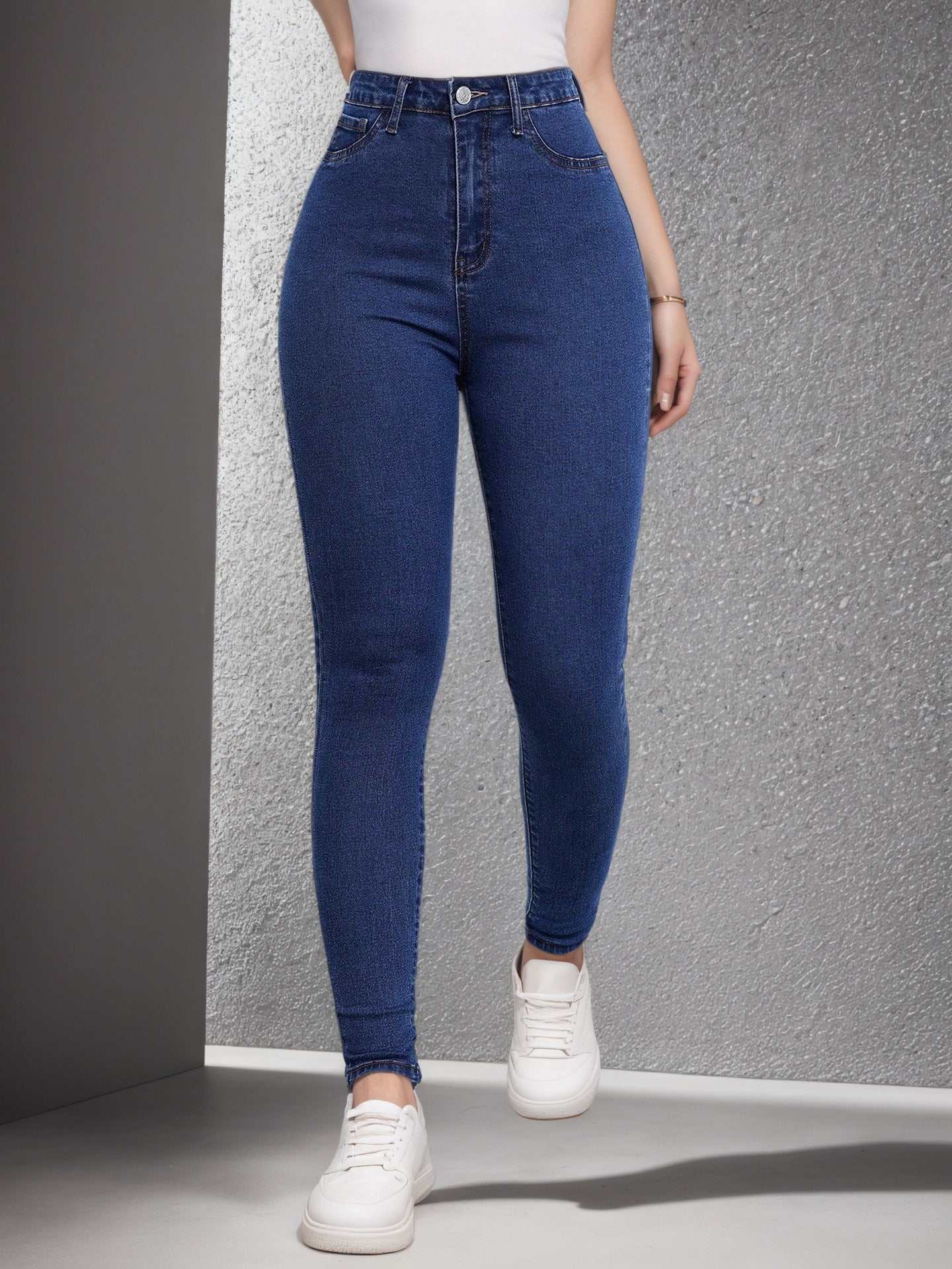 Stretchy Slim-fit Skinny Jeans High-waisted With Tummy-control Design