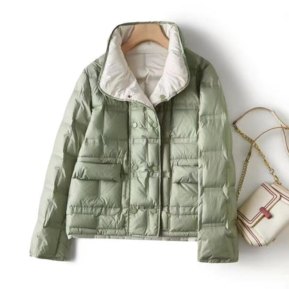 Womens Sophisticated Double-sided Stylish Collar Jacket With A Stand-up Collar