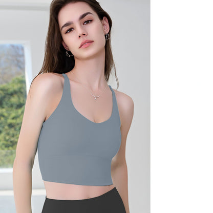 New Women's Sports Cami Tank Top For Outer Wear, Built-in Fixed Padding, Shockproof For Workouts, Crisscross Back Yoga Bra